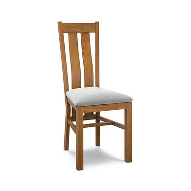 Arched Back Rustic Solid Oak Chair with Verona Grey Fabric Seat