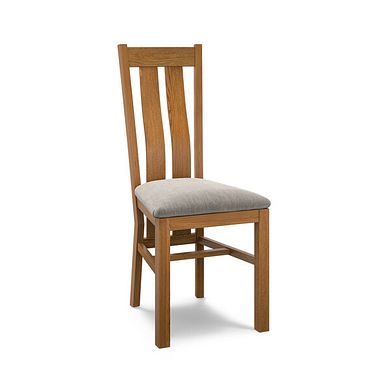 Arched Back Rustic Solid Oak Chair with Verona Mocha Fabric Seat