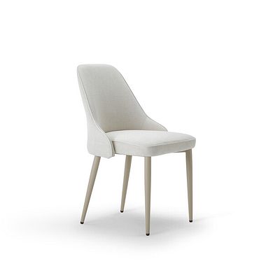 Aria Dining Chair in Cream Woven Fabric with Cappuccino Metal Legs