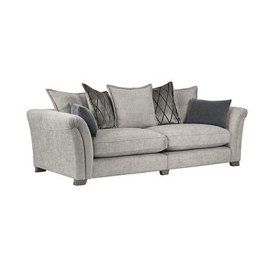 Ashby 4 Seater Pillow Back Sofa in Silver fabric