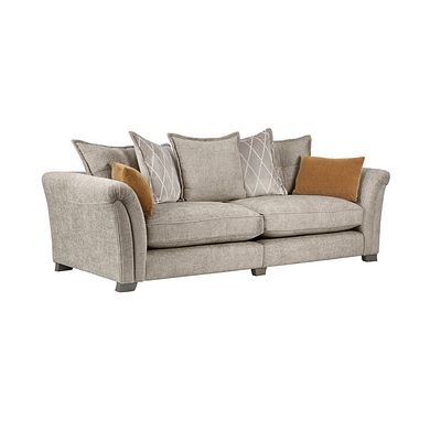 Ashby 4 Seater Pillow Back Sofa in Stone fabric