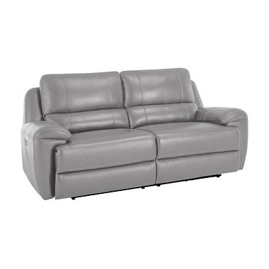 Austin 3 Seater Electric Recliner Sofa with Power Headrest in Light Grey Leather