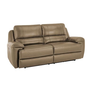 Austin 3 Seater Electric Recliner Sofa with Power Headrest in Beige Leather