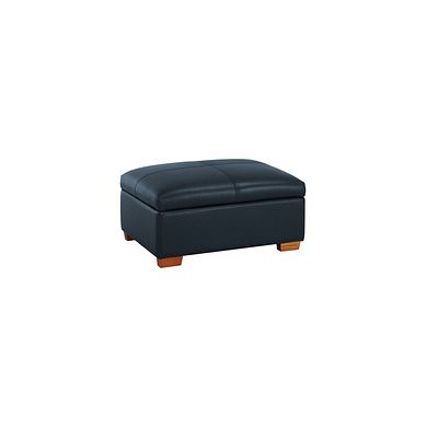 Austin Storage Footstool in Blue Leather