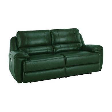 Austin 3 Seater Electric Recliner Sofa with Power Headrest in Green Leather