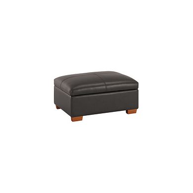 Austin Storage Footstool in Dark Grey Leather
