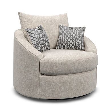 Malvern Swivel Cuddler Chair in Beige fabric