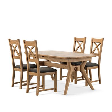 Bentley Natural Extending Dining Table and 4 Cross Back Chair with Verona Chocolate Fabric Seat