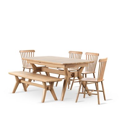 Bentley Natural Oak Extending Dining Table And 4 Kingham Chairs and 1 Bentley Bench