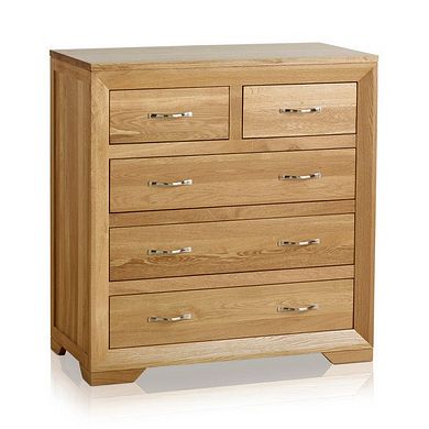Bevel Natural Solid Oak 5 Drawer Chest