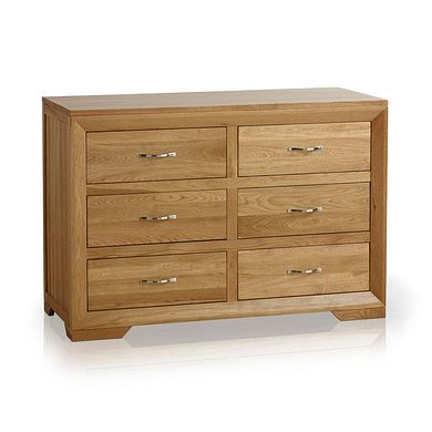 Bevel Natural Solid Oak 6 Drawer Chest