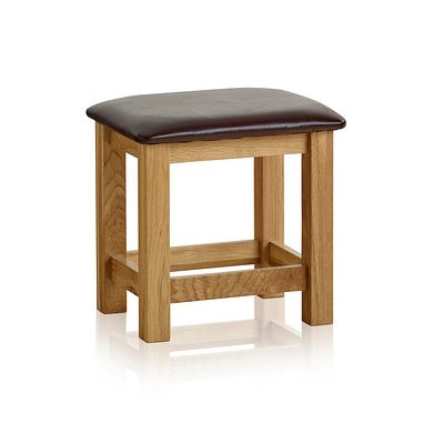 Bevel Natural Solid Oak and Leather Dressing Stool
