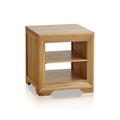 Bevel Natural Solid Oak Bedside Table with 2 Shelves