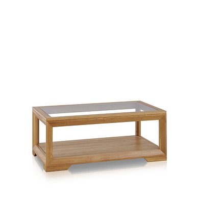 Bevel Natural Solid Oak Glass Topped Coffee Table