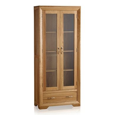Bevel Natural Solid Oak Glazed Display Cabinet