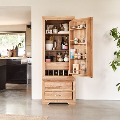 Bevel Natural Solid Oak Slim Larder