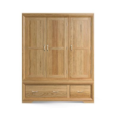 Bevel Natural Solid Oak Triple Wardrobe