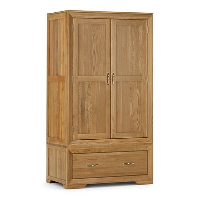 Bevel Natural Solid Oak Double Wardrobe