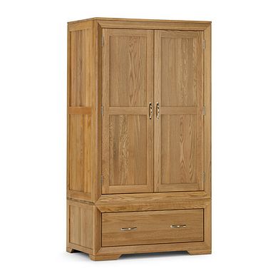 Bevel Natural Solid Oak Double Wardrobe