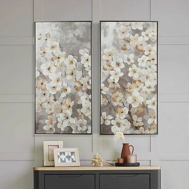 Blossom Handpainted Framed Canvas Print - Set of 2