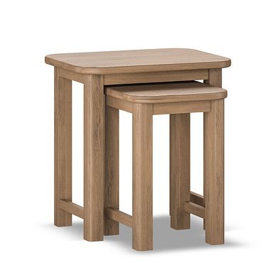Brennan Antique Finish Solid Oak Nest of 2 Tables