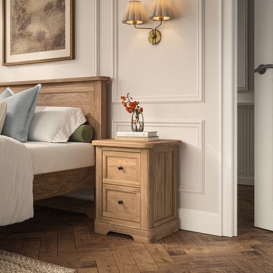 Brennan Natural Solid Oak 2 Drawer Bedside 