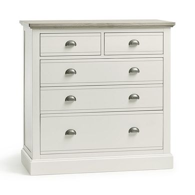 Brompton Painted Acacia and Ash Top 5 Drawer Chest (2+3) - Solid Hardwood