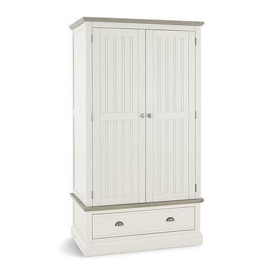 Brompton Painted Acacia and Ash Top Double Wardrobe - Solid Hardwood