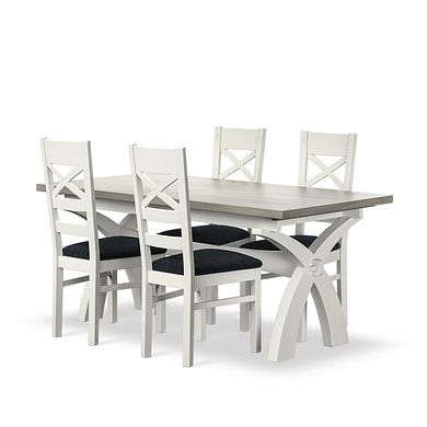 Brompton Painted Acacia and Ash Top Extending Dining Table And 4 Bromptons In Verona Charcoal 