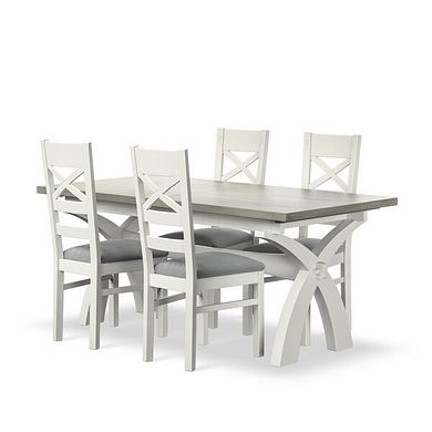 Brompton Painted Acacia and Ash Top Extending Dining Table And 4 Bromptons In Verona Grey 