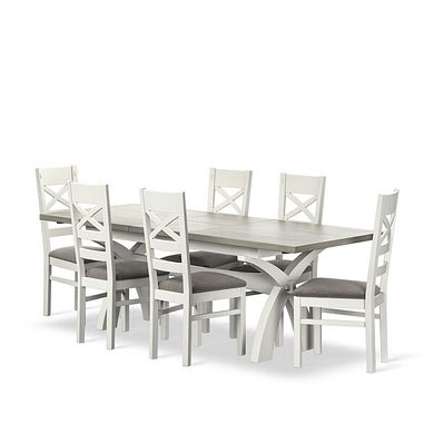 Brompton Painted Acacia and Ash Top Extending Dining Table And 6 Brompton In Verona Mocha 