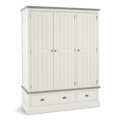 Brompton Painted Acacia and Ash Top Triple Wardrobe - Solid Hardwood