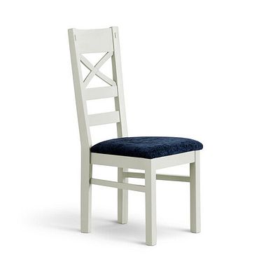 Brompton Painted Acacia Dining Chair with a Brooklyn Hummingbird Blue Crushed Chenille Seat