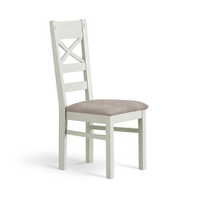 Brompton Painted Acacia Dining Chair with a Dappled Beige Fabric Seat
