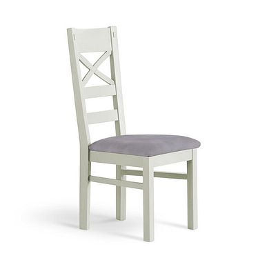 Brompton Painted Acacia Dining Chair with a Dappled Silver Fabric Seat