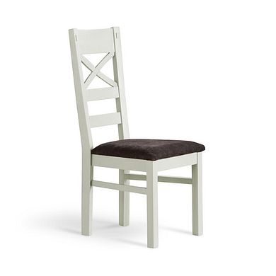 Brompton Painted Acacia Dining Chair with a Plain Charcoal Fabric Seat
