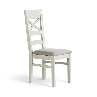 Brompton Painted Acacia Dining Chair with a Plain Grey Fabric Seat
