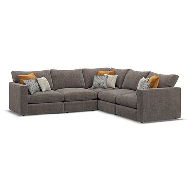 Malvern 5 Seat Modular Corner Sofa in Brown fabric - Group 3 