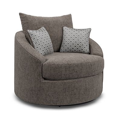 Malvern Swivel Cuddler Chair in Brown fabric