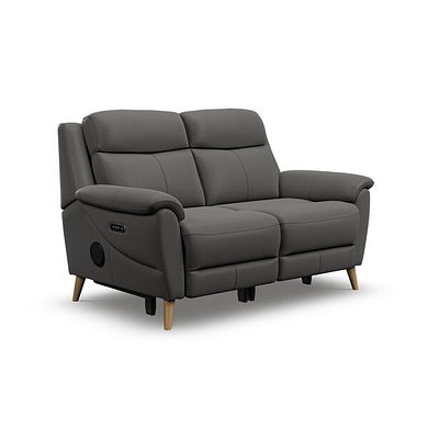 Brunel 2 Seater Recliner Sofa with Speakers in Elephant Grey Leather