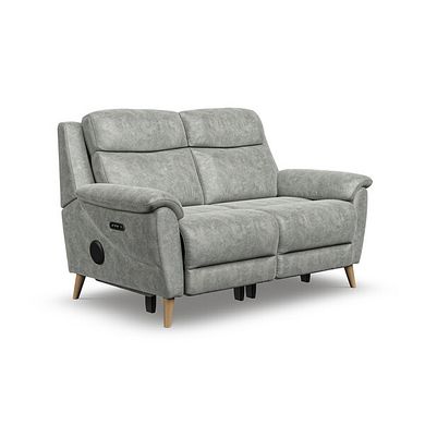 Brunel 2 Seater Recliner Sofa with Speakers in Marble Silver Fabric