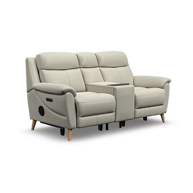 Brunel 2 Seater Recliner Sofa, Smart Screen & Speakers in Bone China Leather