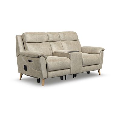 Brunel 2 Seater Recliner Sofa, Smart Screen & Speakers in Marble Cream Fabric