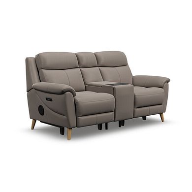 Brunel 2 Seater Recliner Sofa, Smart Screen & Speakers in Oyster Leather