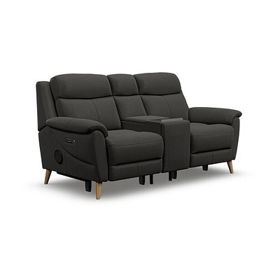 Brunel 2 Seater Recliner Sofa, Smart Screen & Speakers in Storm Leather