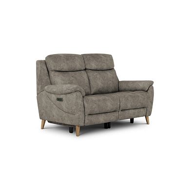 Brunel 2 Seater Recliner Sofa with Adjustable Power Headrest and Lumbar Support in Marble Mink Fabric