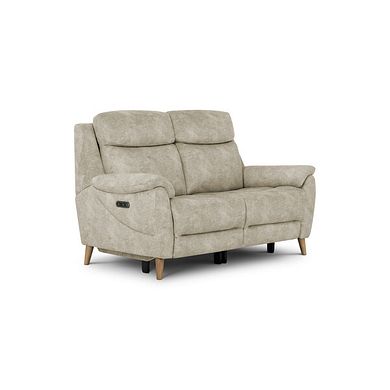 Brunel 2 Seater Recliner Sofa with Adjustable Power Headrest and Lumbar Support in Marble Cream Fabric