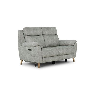 Brunel 2 Seater Recliner Sofa with Adjustable Power Headrest and Lumbar Support in Marble Silver Fabric