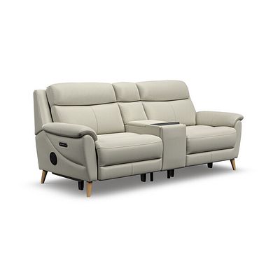 Brunel 2.5 Seater Recliner Sofa, Smart Screen & Speakers in Bone China Leather