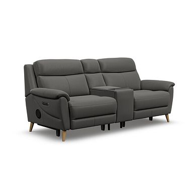 Brunel 2.5 Seater Recliner Sofa, Smart Screen & Speakers in Elephant Grey Leather